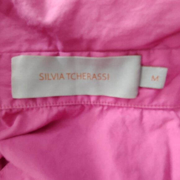 Silvia Tcherassi Fuchsia Designer Garden Party Resort Wear Tiered Chic Dress M - Picture 13 of 15